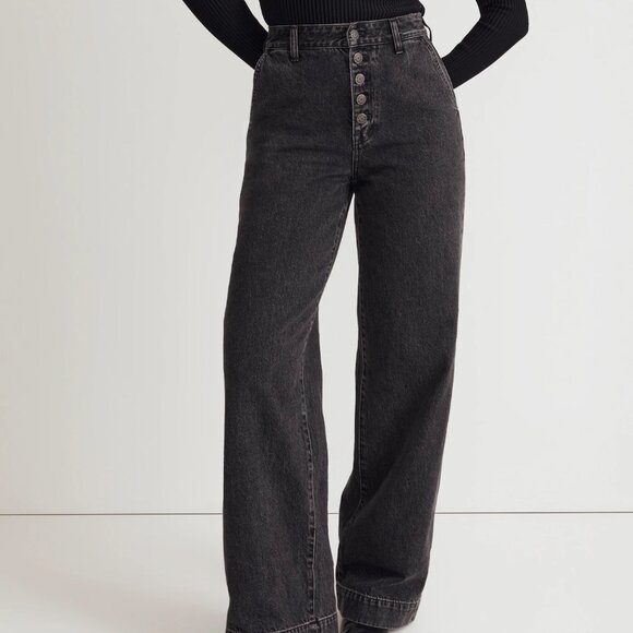 Madewell Curvy Superwide-Leg Jeans - Black - Picture 7 of 8